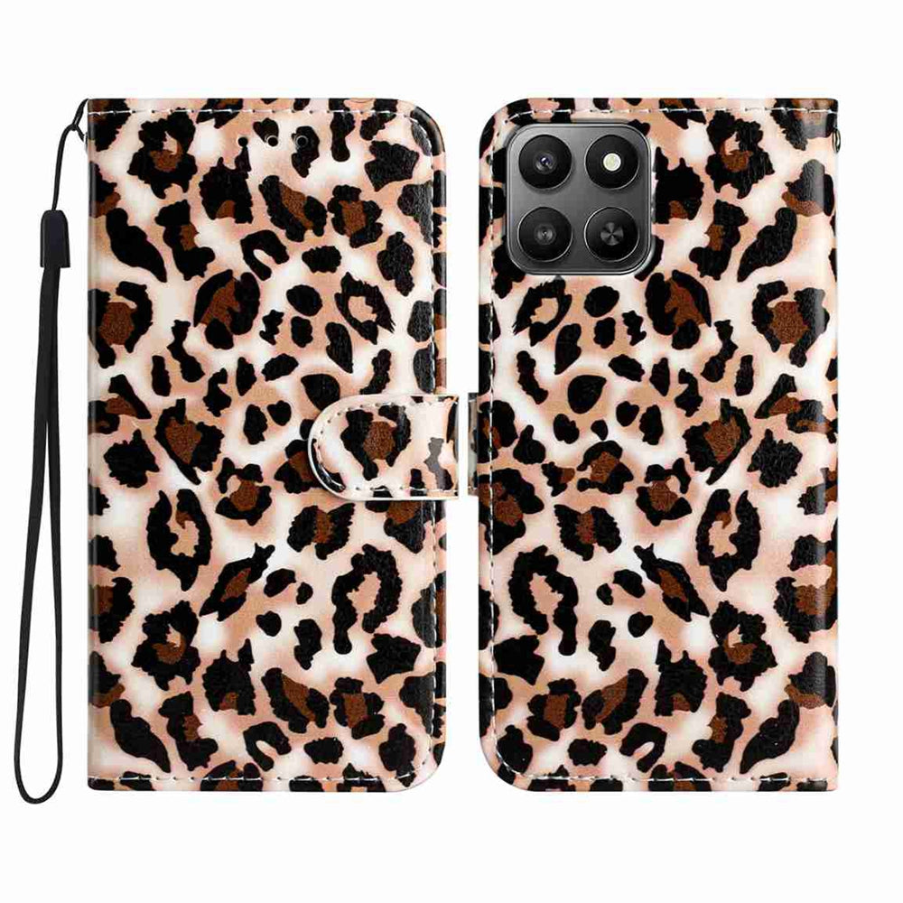 For Honor X7d 5G / Honor 400 Smart 5G Pung Etui Trykt Mønster PU Læder Stand Telefoncover med Rem