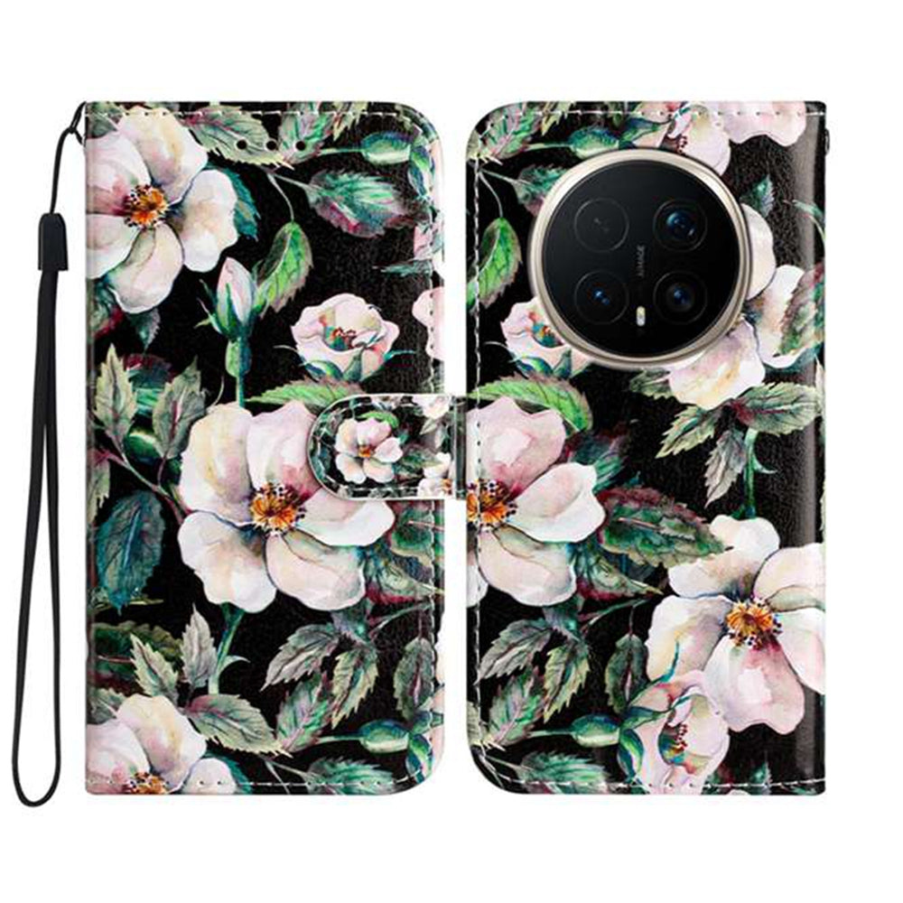For Honor Magic8 5G Wallet Case  Printed Pattern PU Leather Stand Phone Cover with Strap