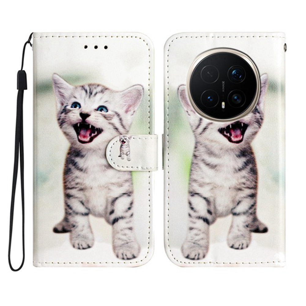 For Honor Magic8 Pro 5G Wallet Case  Printed Pattern PU Leather Stand Phone Cover with Strap