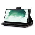 For Samsung Galaxy S23+ Split Leather Flip Wallet Case Stand Multiple Card Slots Magnetic Protect Phone Cover with Hand Strap