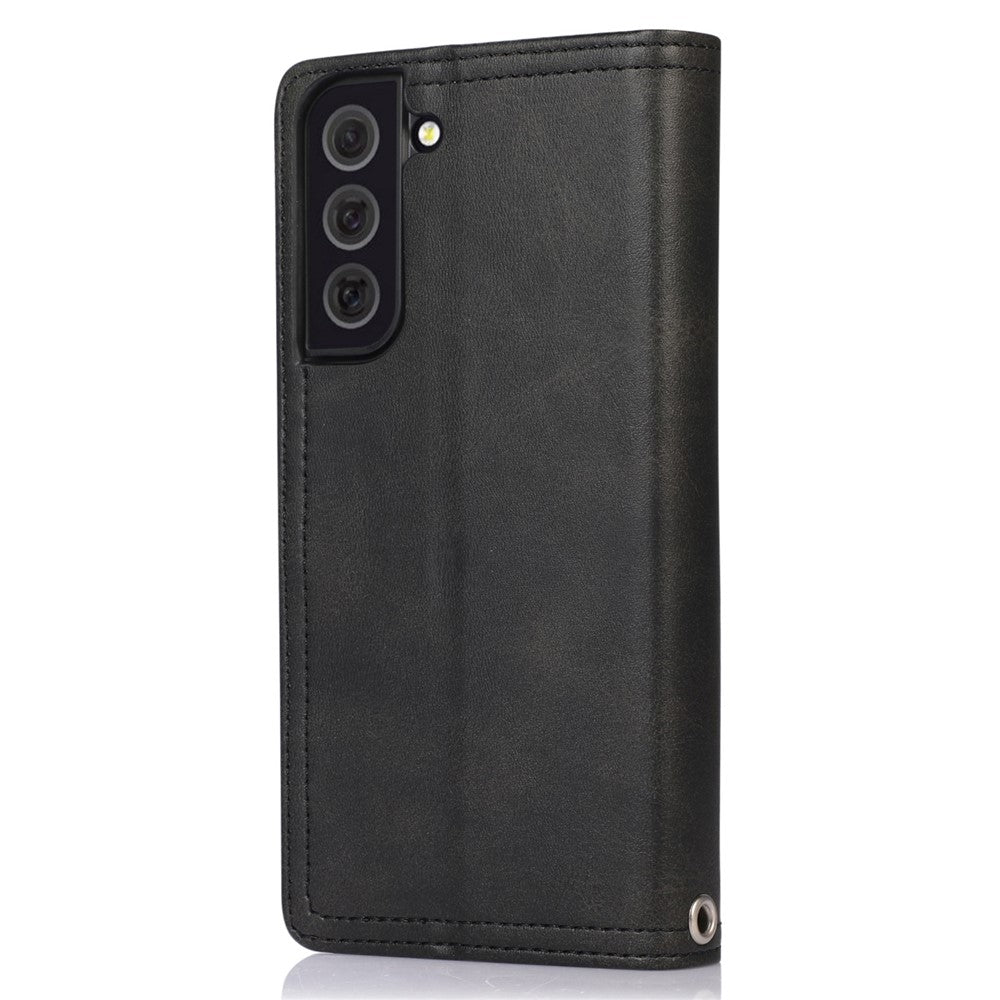 For Samsung Galaxy S23+ Split Leather Flip Wallet Case Stand Multiple Card Slots Magnetic Protect Phone Cover with Hand Strap