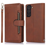 For Samsung Galaxy S23+ Split Leather Flip Wallet Case Stand Multiple Card Slots Magnetic Protect Phone Cover with Hand Strap