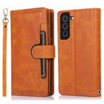 For Samsung Galaxy S23+ Split Leather Flip Wallet Case Stand Multiple Card Slots Magnetic Protect Phone Cover with Hand Strap