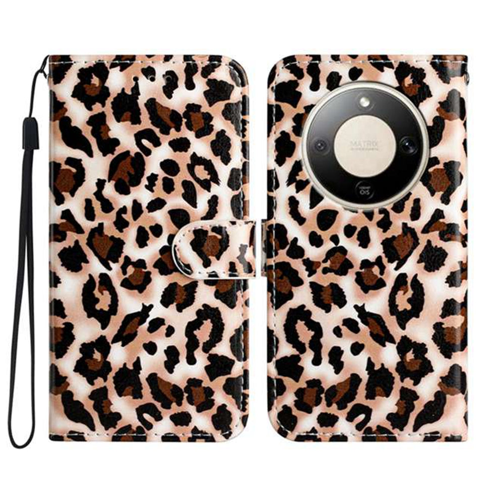 For Honor Magic8 Lite 5G / X9d 5G / X70 5G Wallet Case  Printed Pattern PU Leather Stand Phone Cover with Strap