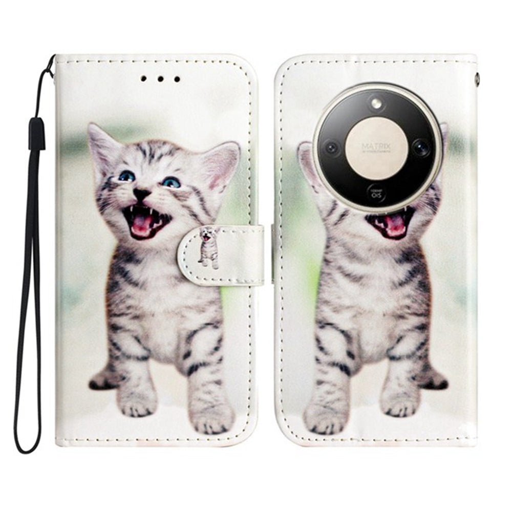 For Honor Magic8 Lite 5G / X9d 5G / X70 5G Wallet Case  Printed Pattern PU Leather Stand Phone Cover with Strap