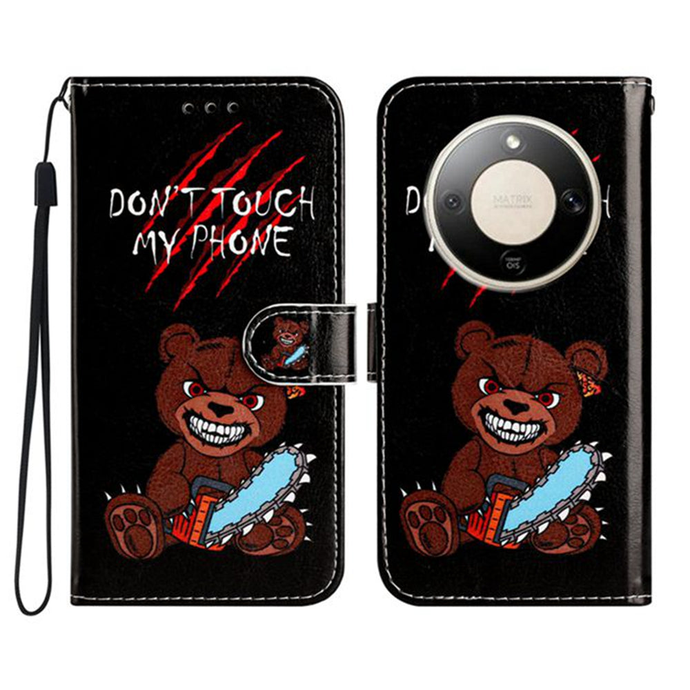 For Honor Magic8 Lite 5G / X9d 5G / X70 5G Wallet Case  Printed Pattern PU Leather Stand Phone Cover with Strap