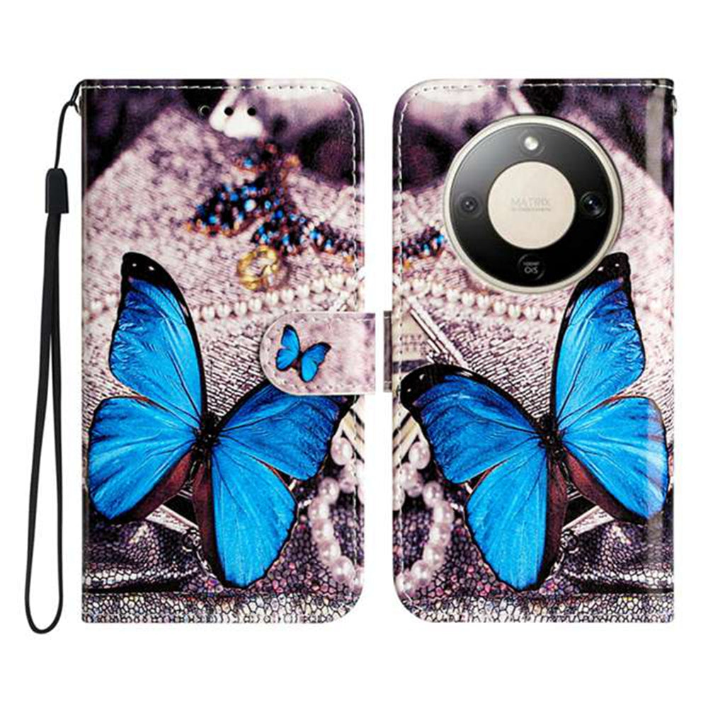 For Honor Magic8 Lite 5G / X9d 5G / X70 5G Wallet Case  Printed Pattern PU Leather Stand Phone Cover with Strap