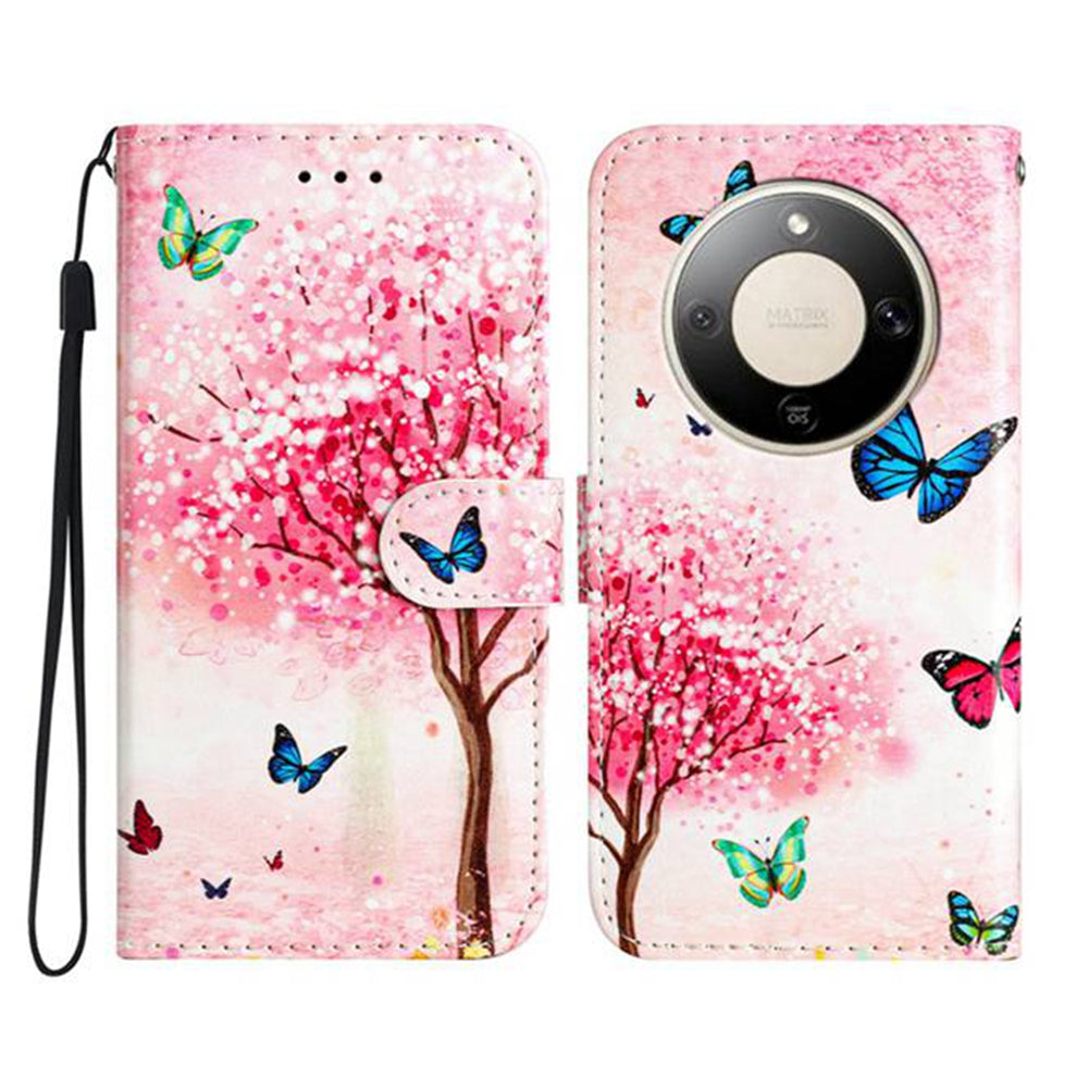 For Honor Magic8 Lite 5G / X9d 5G / X70 5G Wallet Case  Printed Pattern PU Leather Stand Phone Cover with Strap