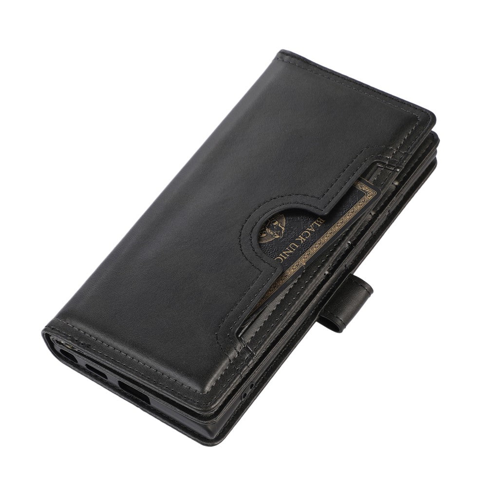 For Samsung Galaxy S23 Ultra Split Leather Multiple Card Slots Phone Case Stand Feature Wallet Flip Magnetic Cover with Hand Strap