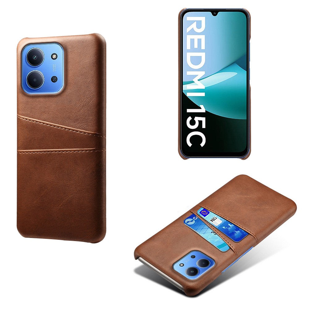 For Xiaomi Redmi 15C 4G (Global) (171mm) / Poco C85 4G (171mm) Case Dual Card Slots PU Leather + Hard PC Phone Cover