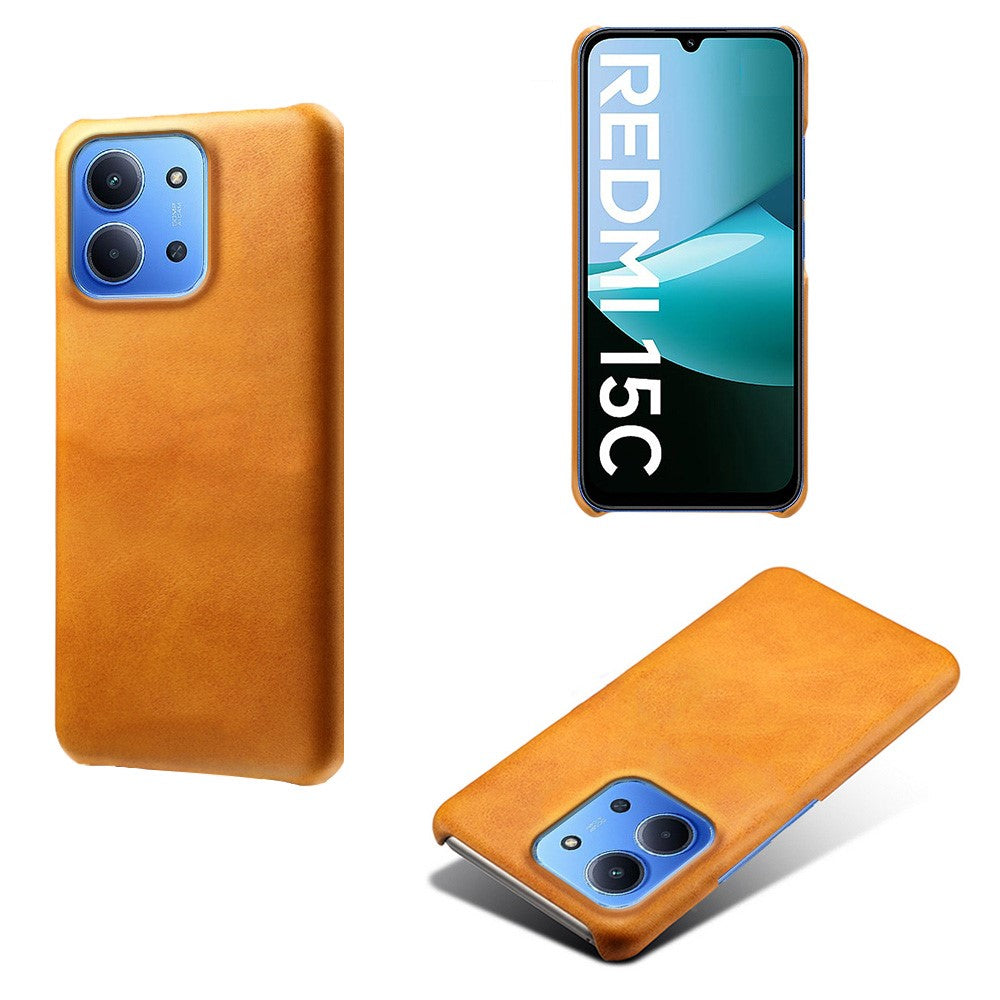 For Xiaomi Redmi 15C 4G (Global) (171mm) / Poco C85 4G (171mm) Case Calf Texture PU Leather Hard PC Protective Phone Cover