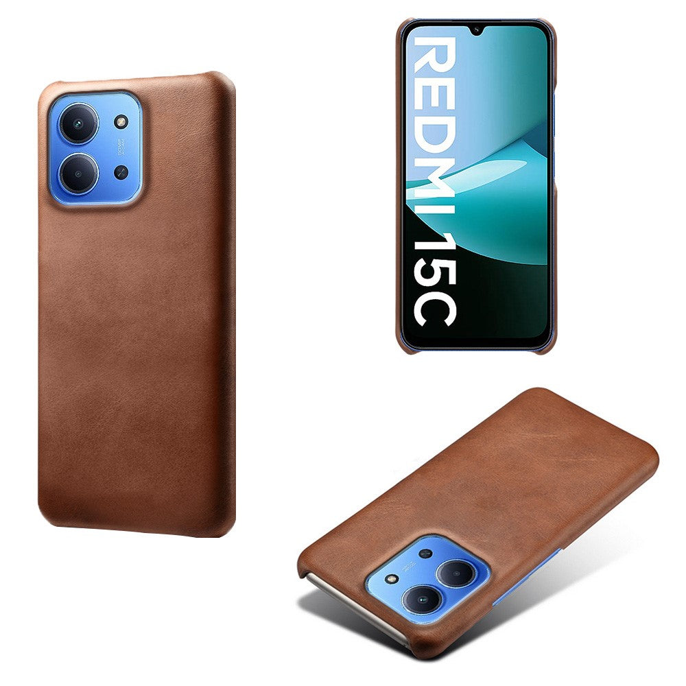 For Xiaomi Redmi 15C 4G (Global) (171mm) / Poco C85 4G (171mm) Case Calf Texture PU Leather Hard PC Protective Phone Cover