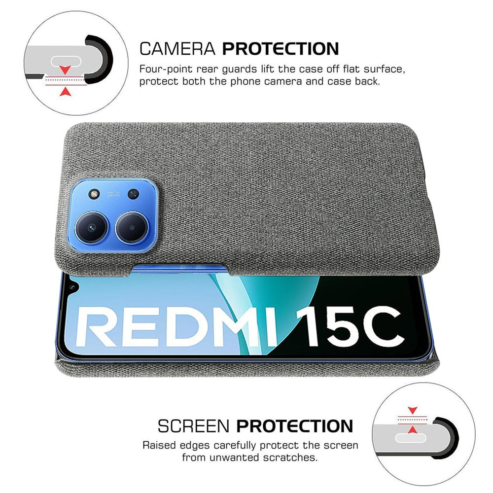 For Xiaomi Redmi 15C 4G (Global) (171mm)  /  Poco C85 4G (171mm) Case Cloth Texture Anti-Scratch Protective Phone PC Back Cover