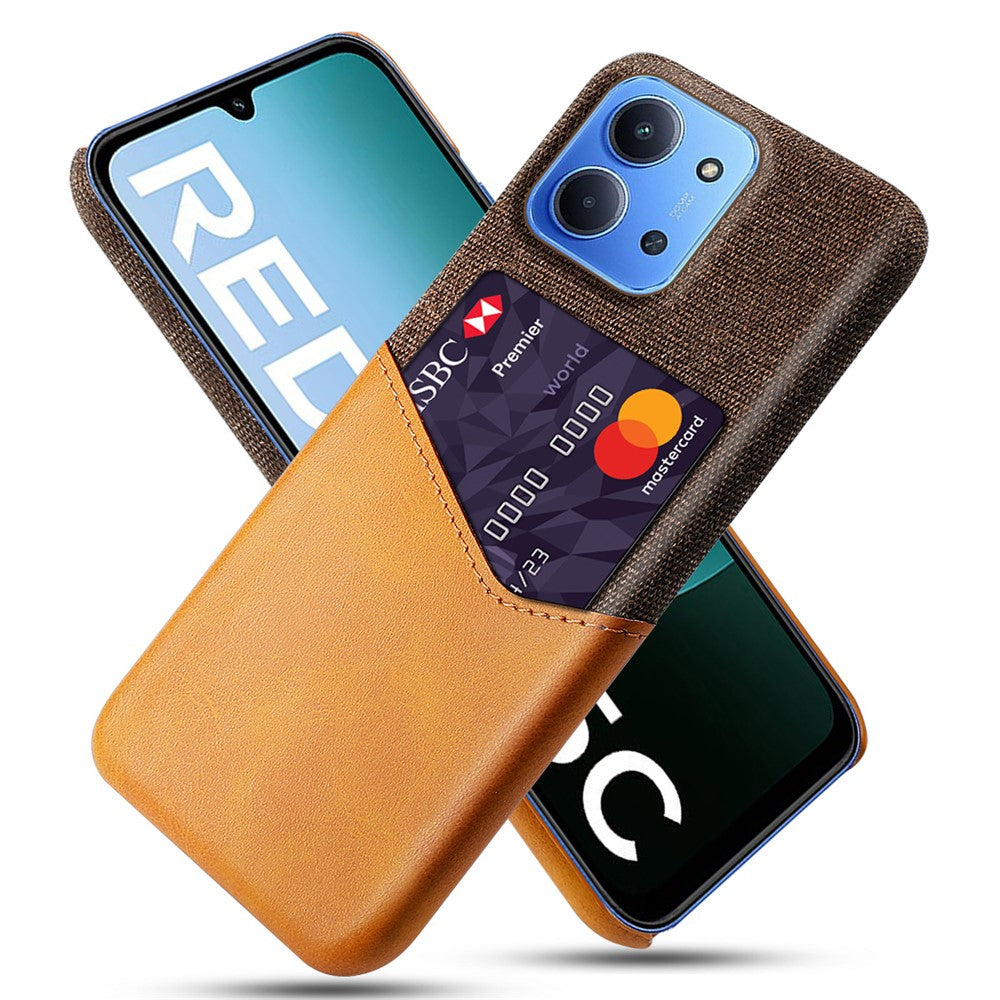 For Xiaomi Redmi 15C 4G (Global) (171mm) / Poco C85 4G (171mm) Case PU Leather Cloth Texture Hard PC Phone Cover with Card Holder