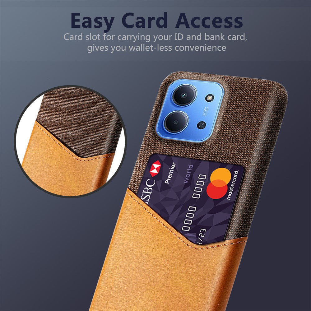 For Xiaomi Redmi 15C 4G (Global) (171mm) / Poco C85 4G (171mm) Case PU Leather Cloth Texture Hard PC Phone Cover with Card Holder