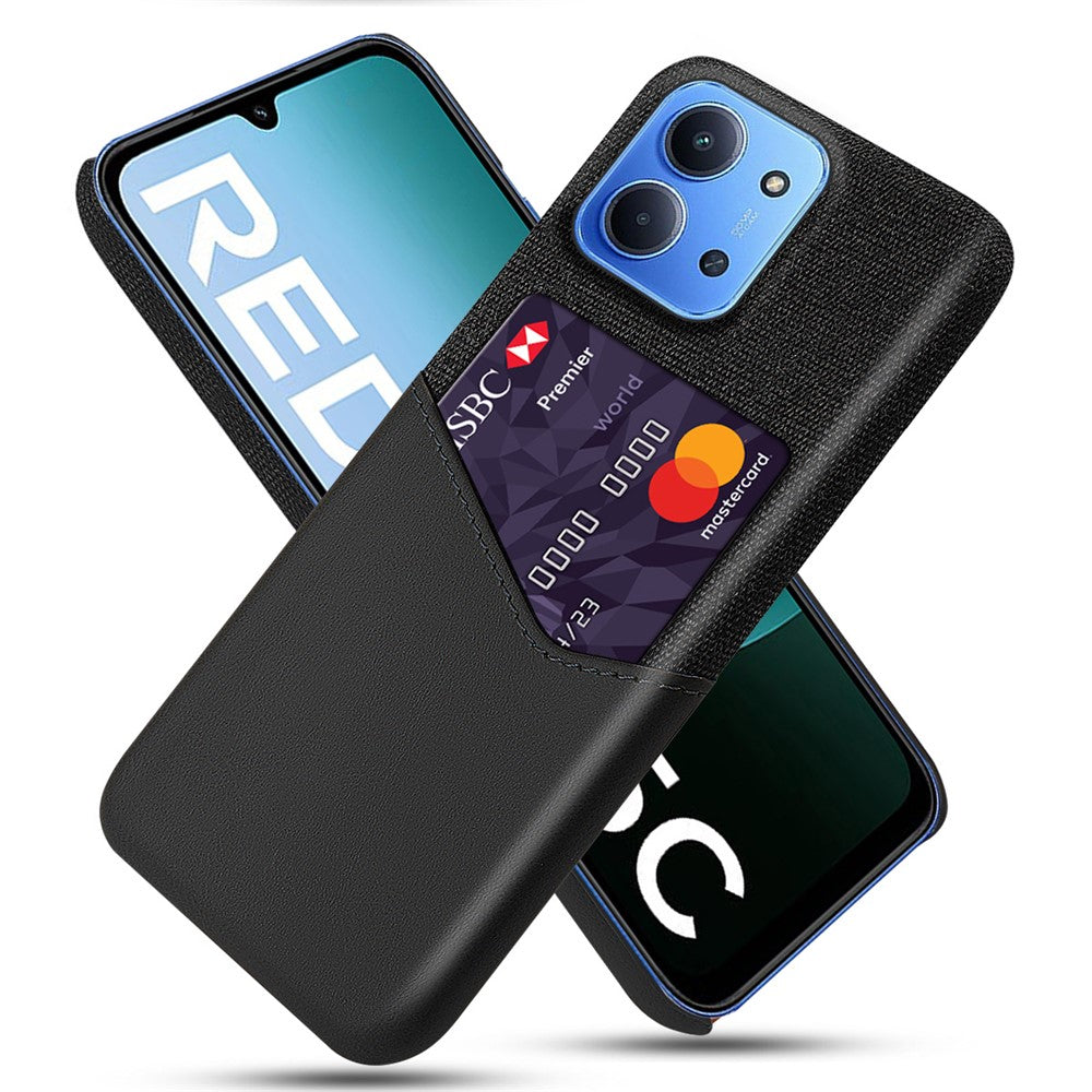 For Xiaomi Redmi 15C 4G (Global) (171mm) / Poco C85 4G (171mm) Case PU Leather Cloth Texture Hard PC Phone Cover with Card Holder