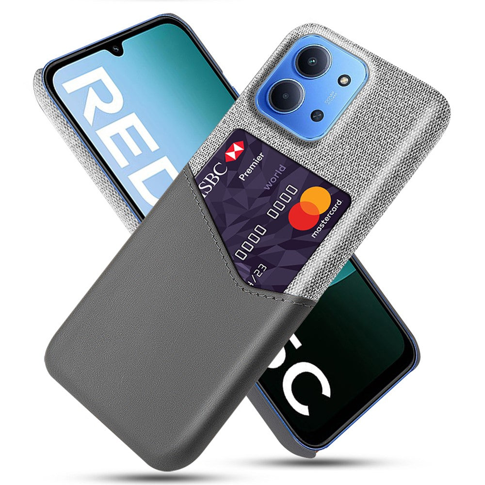 For Xiaomi Redmi 15C 4G (Global) (171mm) / Poco C85 4G (171mm) Case PU Leather Cloth Texture Hard PC Phone Cover with Card Holder