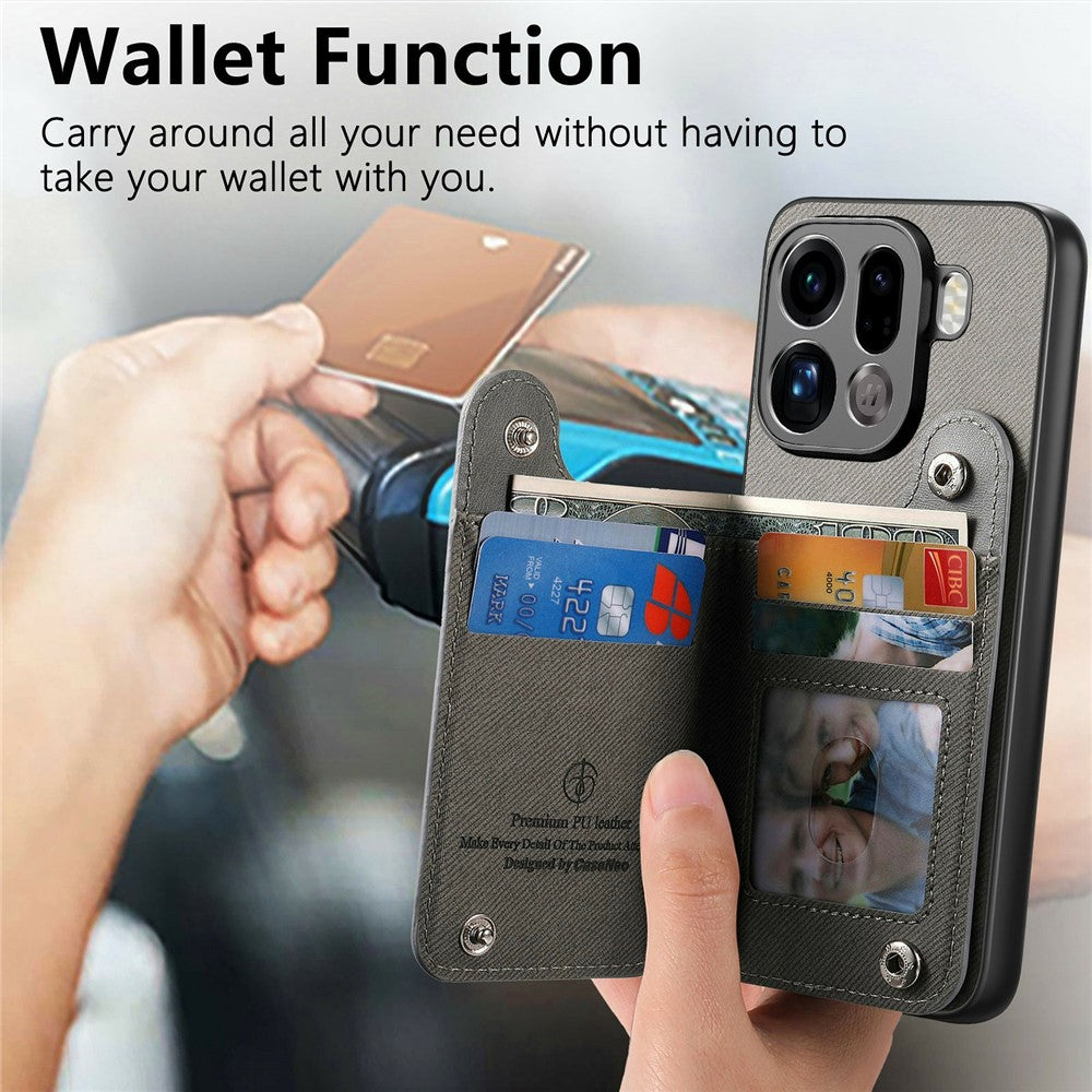 For Oppo Find X9 Pro 5G Case RFID Blocking Card Holder Jeans Cloth Texture Leather Back Cover with Elastic Wristband