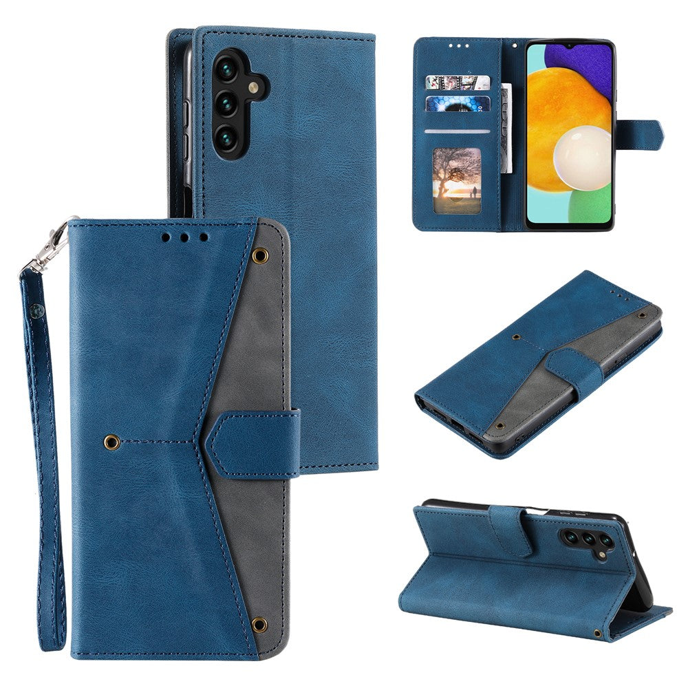 Samsung Galaxy A27 5G Läderfodral Skarvningssömmar Plånboksfodral med Handledsrem