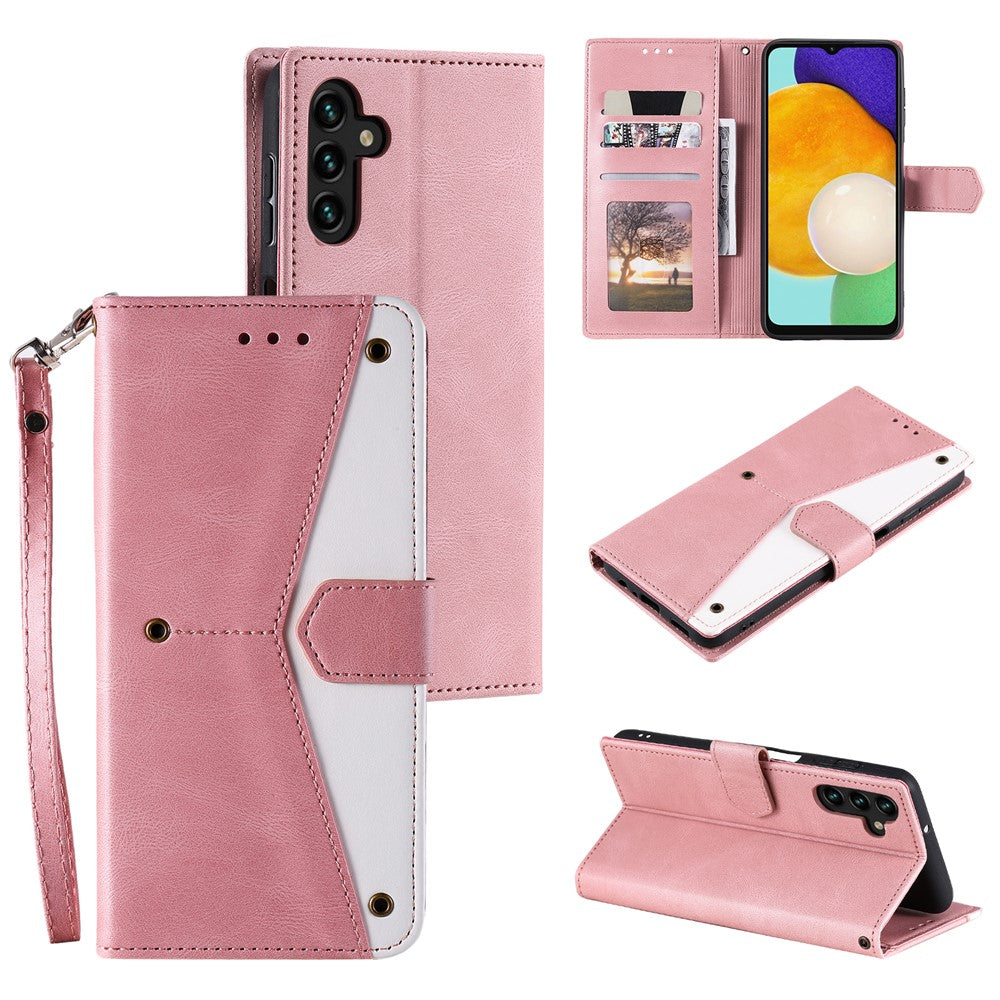 Samsung Galaxy A27 5G Läderfodral Skarvningssömmar Plånboksfodral med Handledsrem