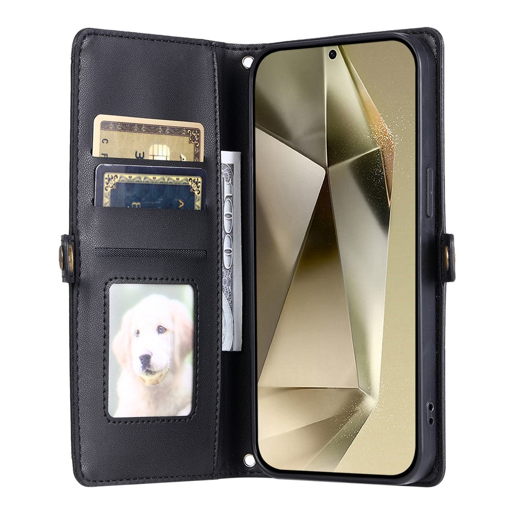 Läderfodral med handledsrem för Samsung Galaxy A27 5G, plånboksfodral, mobilfodral