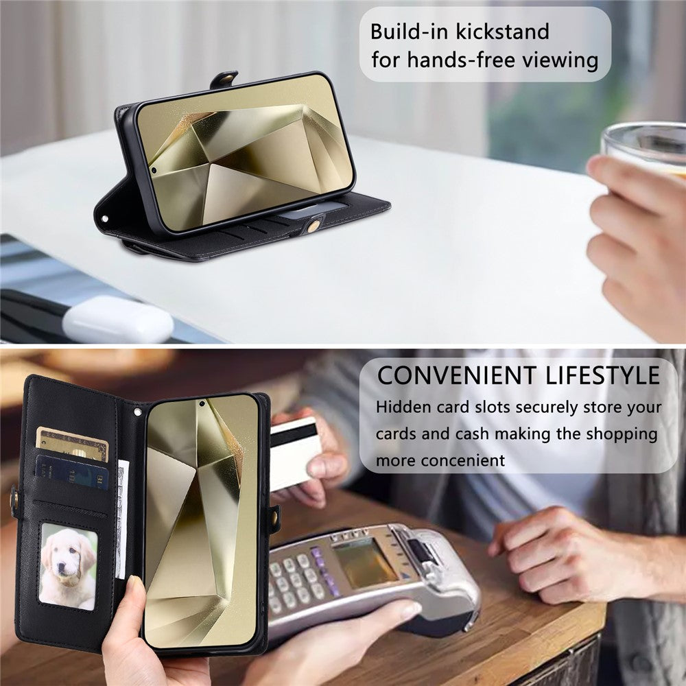 Läderfodral med handledsrem för Samsung Galaxy A27 5G, plånboksfodral, mobilfodral