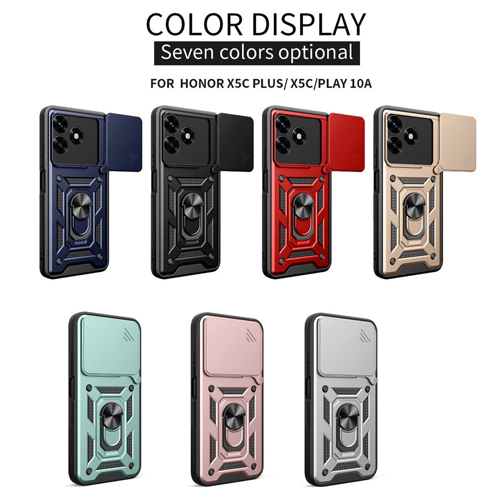 Phone Case For Honor Play10A 4G  /  X5c Plus 4G  /  X5c 4G PC + TPU Kickstand Cover with Slide Camera Lid