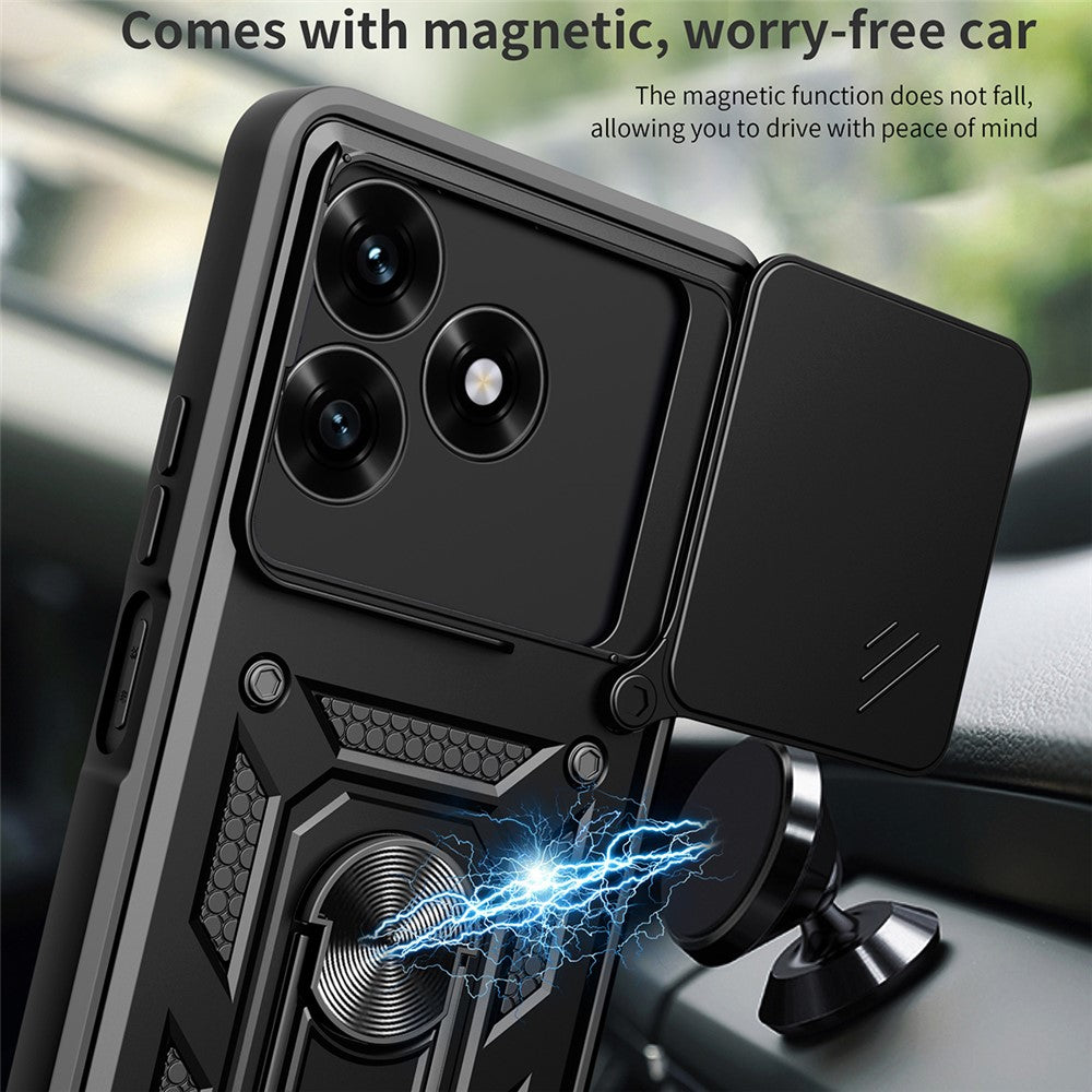 Phone Case For Honor Play10A 4G  /  X5c Plus 4G  /  X5c 4G PC + TPU Kickstand Cover with Slide Camera Lid