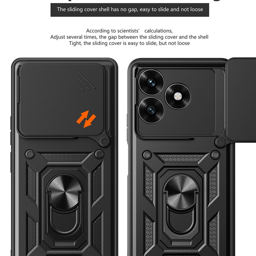 Phone Case For Honor Play10A 4G  /  X5c Plus 4G  /  X5c 4G PC + TPU Kickstand Cover with Slide Camera Lid
