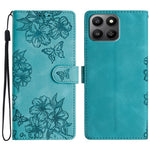 Honor 400 Smart 5G / 4G / X7d 4G cover – sommerfugl og blomstermønster, skin-touch læder telefoncover
