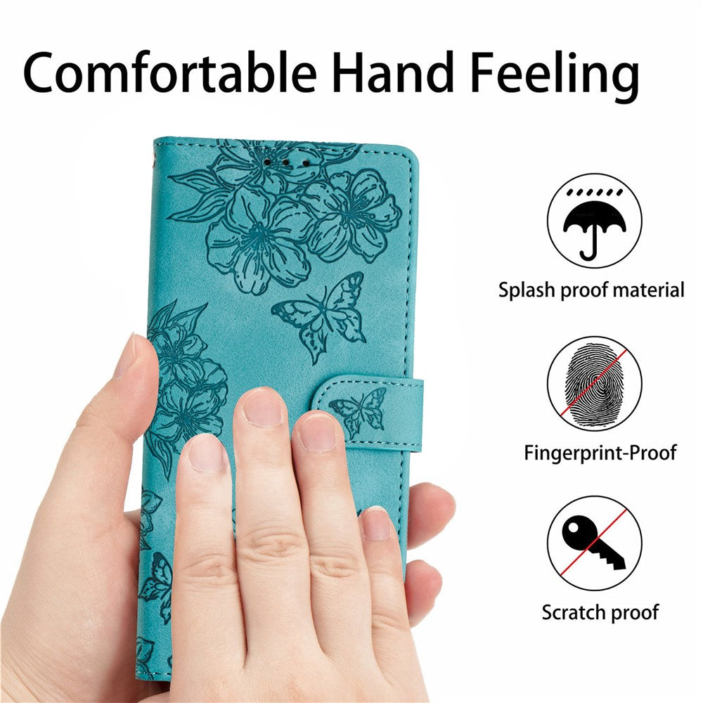 Honor 400 Smart 5G / 4G / X7d 4G cover – sommerfugl og blomstermønster, skin-touch læder telefoncover