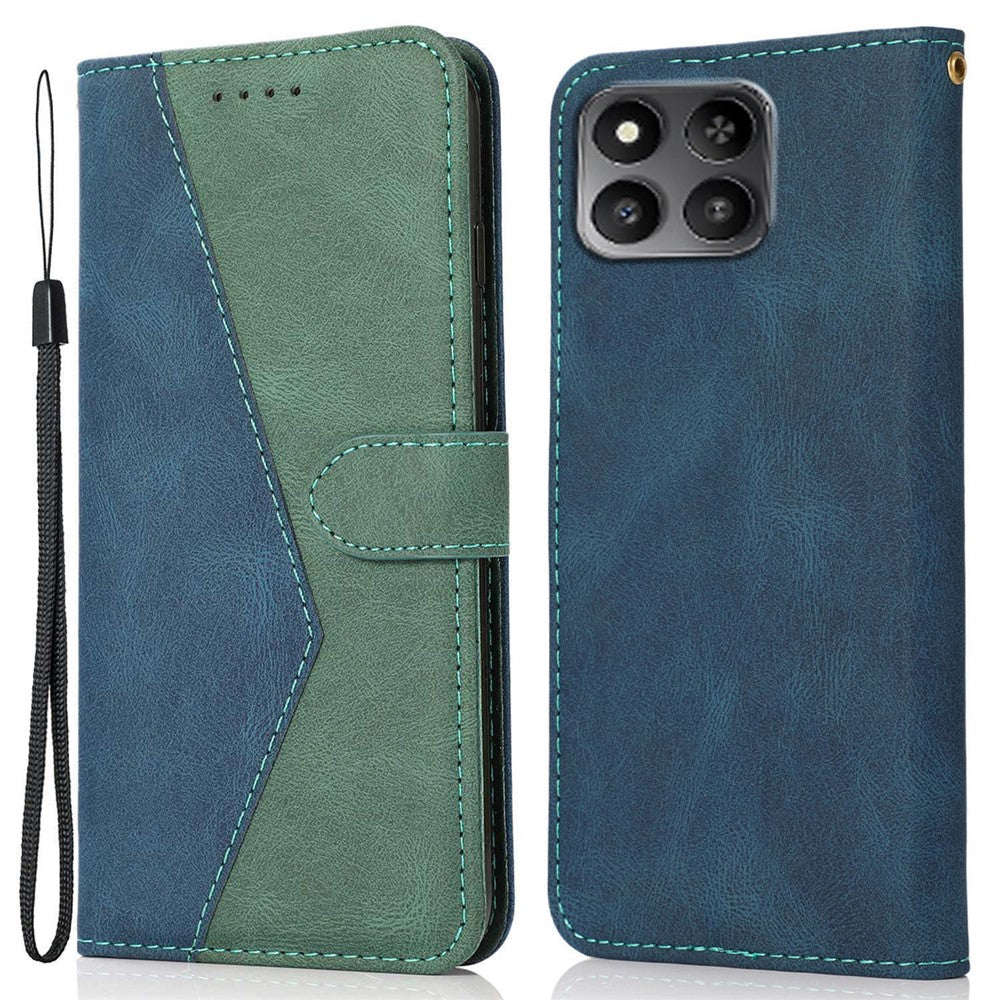 Til Honor 400 Smart 5G / X7d 4G Etui Farvesplejsning Pung Stativ Lædertelefoncover med Håndrem
