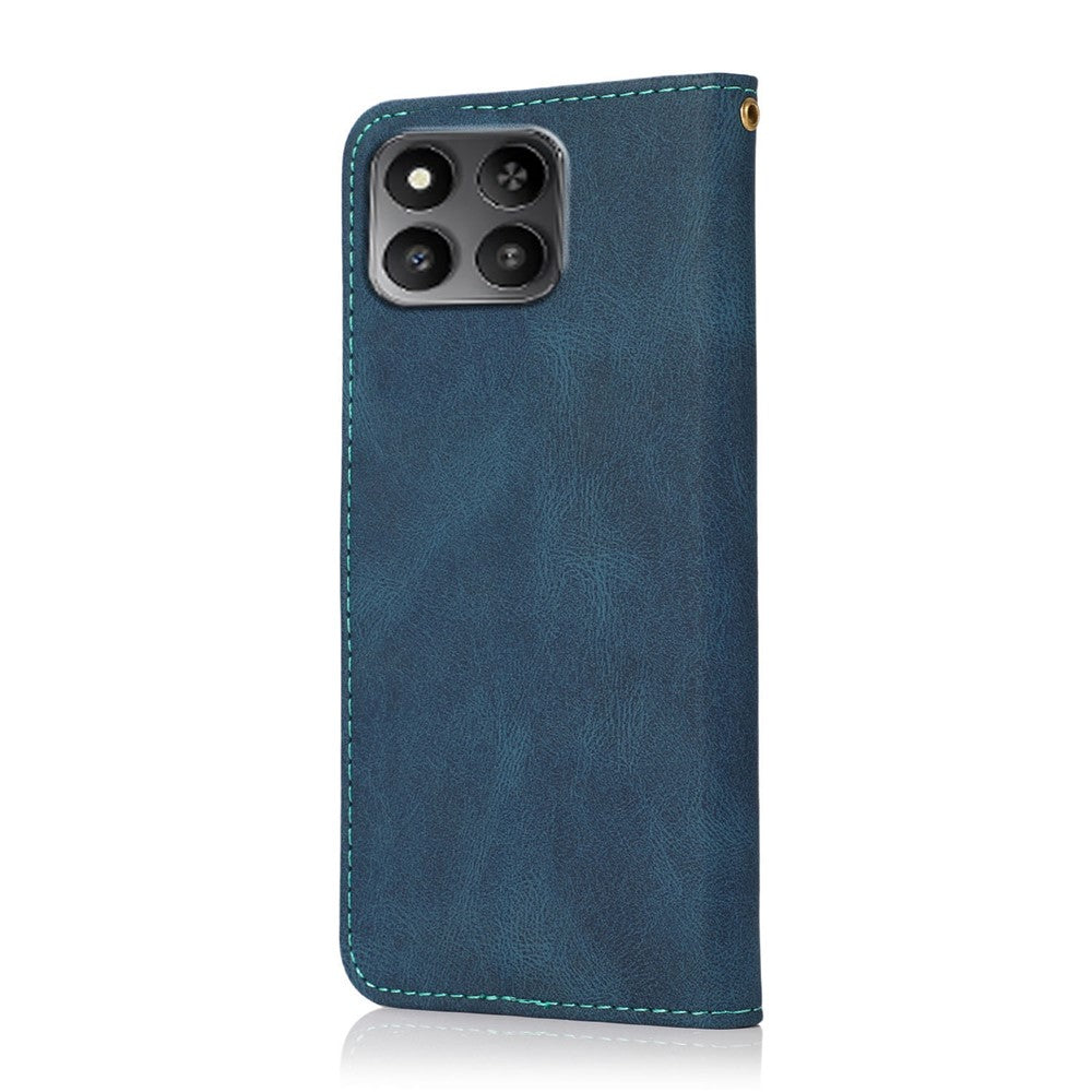 Til Honor 400 Smart 5G / X7d 4G Etui Farvesplejsning Pung Stativ Lædertelefoncover med Håndrem