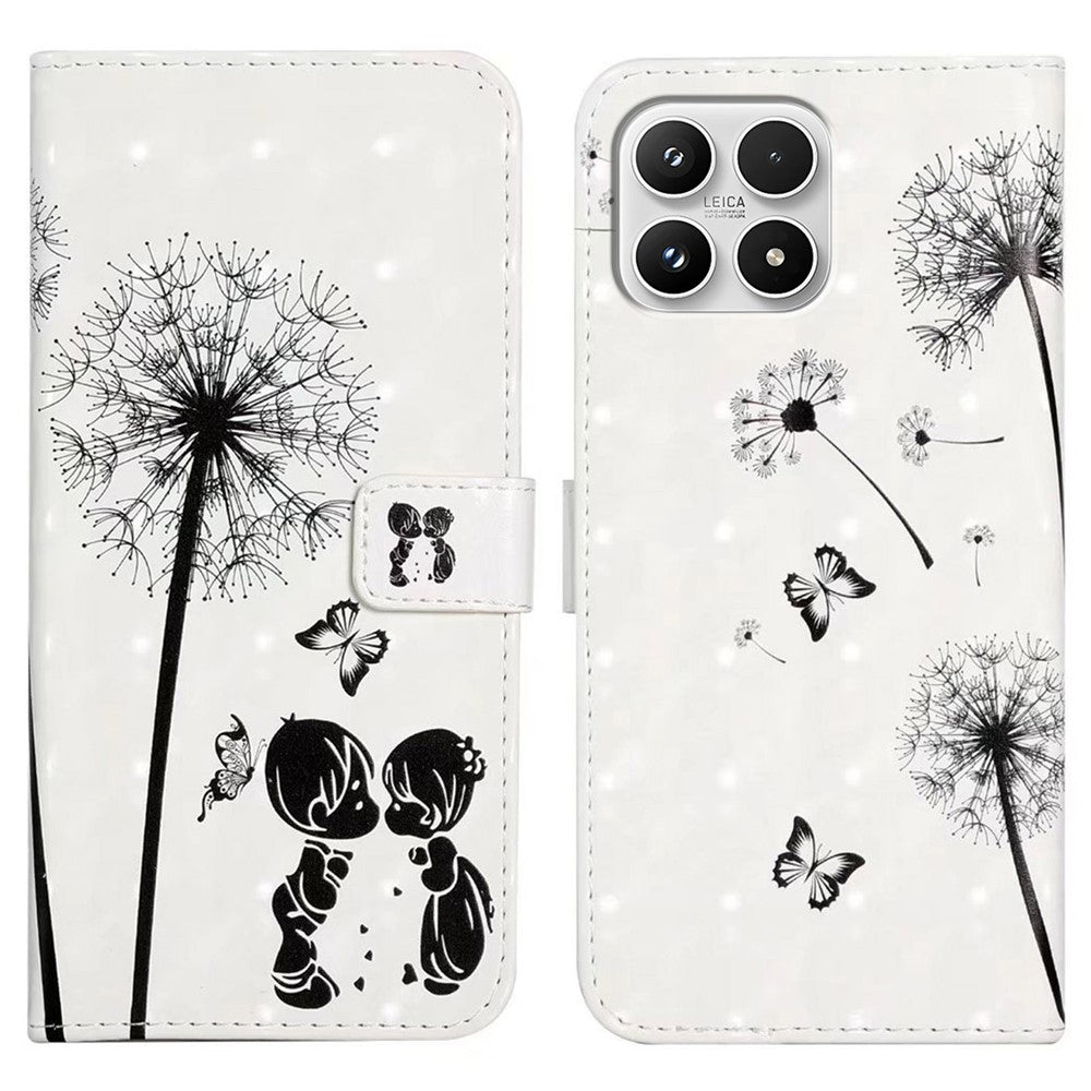 Phone Case For Xiaomi 17 3D Creative Pattern PU Leather Stand Cover