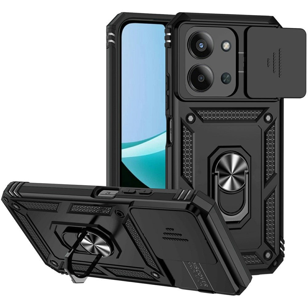 Telefoncover til Xiaomi Redmi 15C 5G (EU) (173 mm) / 4G (EU) (173 mm) / Poco C85 5G i PC + TPU med linsebeskyttelse og støttefod