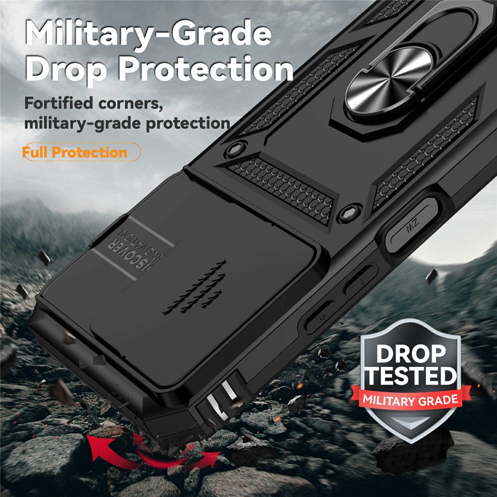 Telefoncover til Xiaomi Redmi 15C 5G (EU) (173 mm) / 4G (EU) (173 mm) / Poco C85 5G i PC + TPU med linsebeskyttelse og støttefod