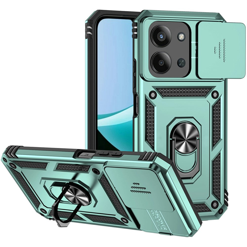 Telefoncover til Xiaomi Redmi 15C 5G (EU) (173 mm) / 4G (EU) (173 mm) / Poco C85 5G i PC + TPU med linsebeskyttelse og støttefod