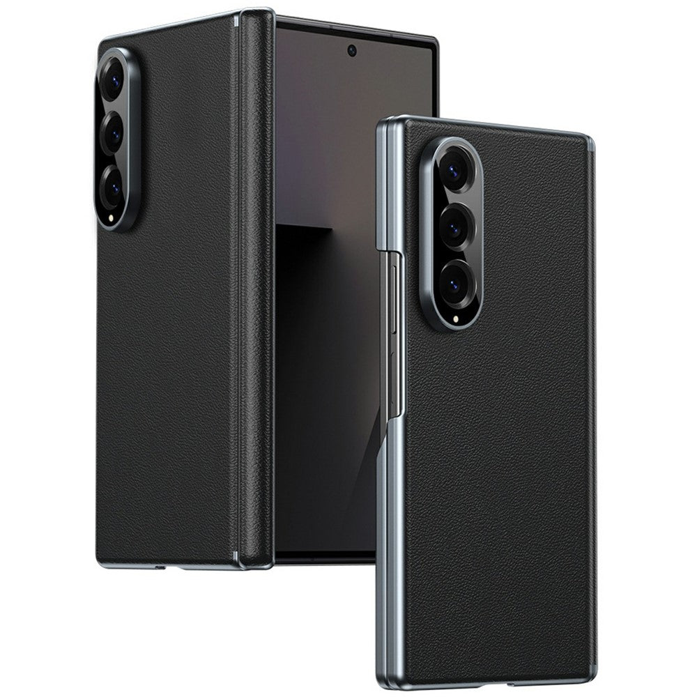 For Samsung Galaxy Z Fold4 5G Case Dual-Axis Hinge PU Leather Hard PC Folding Phone Cover