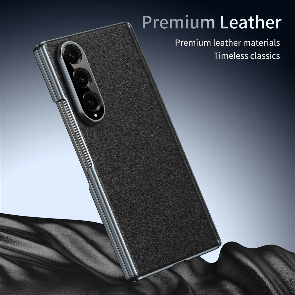 For Samsung Galaxy Z Fold4 5G Case Dual-Axis Hinge PU Leather Hard PC Folding Phone Cover