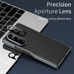 For Samsung Galaxy Z Fold4 5G Case Dual-Axis Hinge PU Leather Hard PC Folding Phone Cover