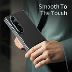 For Samsung Galaxy Z Fold4 5G Case Dual-Axis Hinge PU Leather Hard PC Folding Phone Cover