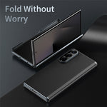 For Samsung Galaxy Z Fold4 5G Case Dual-Axis Hinge PU Leather Hard PC Folding Phone Cover
