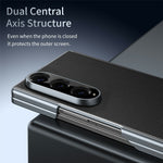 For Samsung Galaxy Z Fold4 5G Case Dual-Axis Hinge PU Leather Hard PC Folding Phone Cover