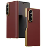 For Samsung Galaxy Z Fold4 5G Case Dual-Axis Hinge PU Leather Hard PC Folding Phone Cover