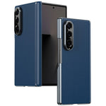 For Samsung Galaxy Z Fold4 5G Case Dual-Axis Hinge PU Leather Hard PC Folding Phone Cover