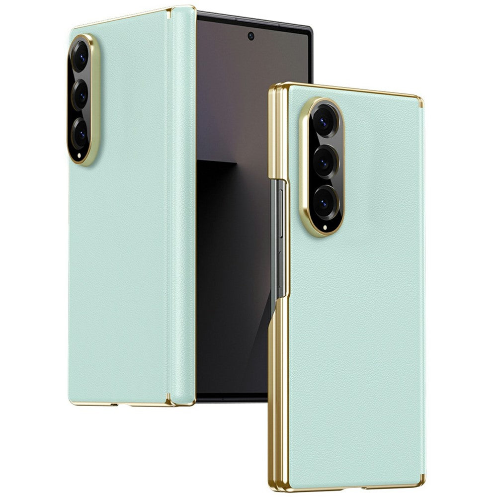 For Samsung Galaxy Z Fold4 5G Case Dual-Axis Hinge PU Leather Hard PC Folding Phone Cover