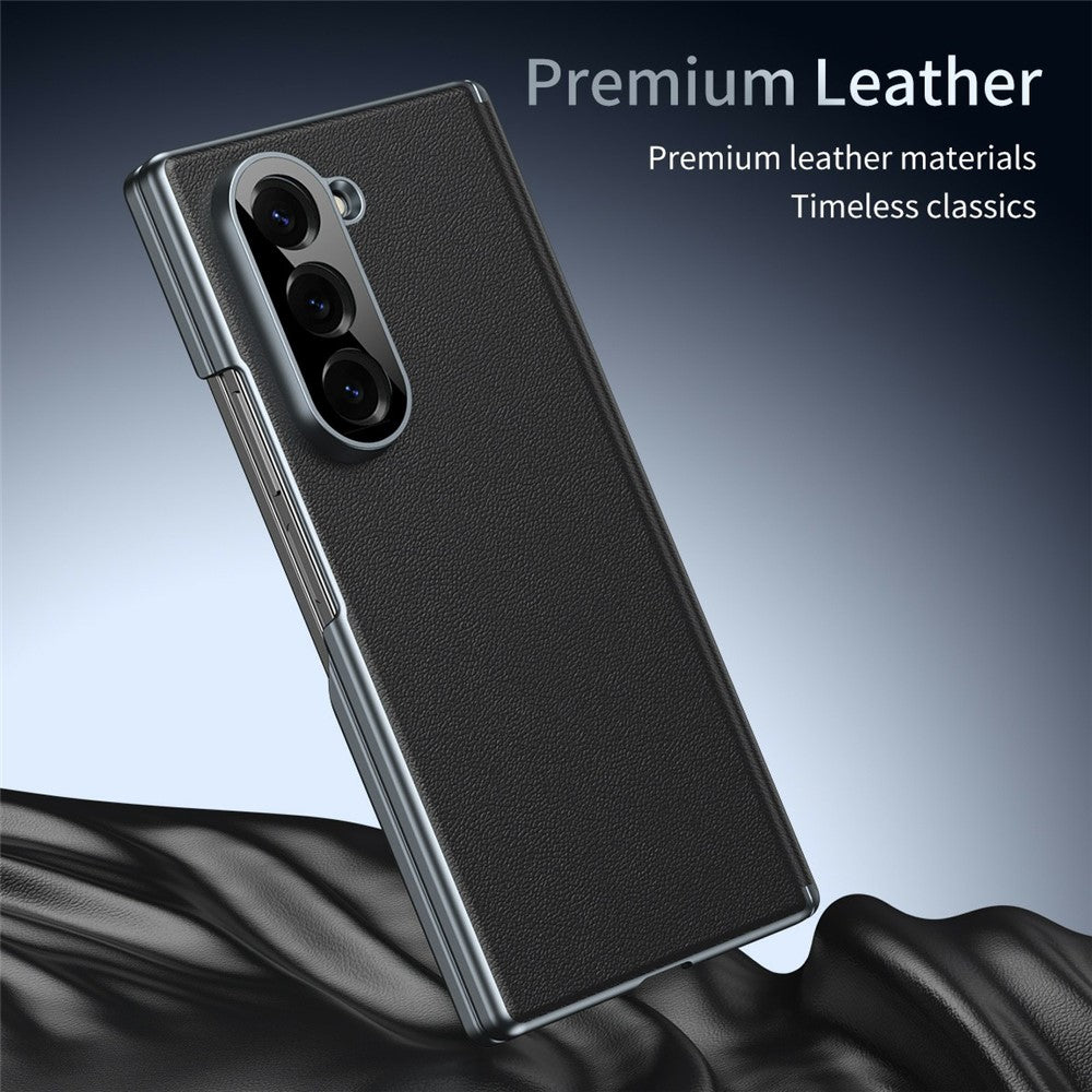 For Samsung Galaxy Z Fold6 5G Case Dual-Axis Hinge PU Leather Hard PC Folding Phone Cover