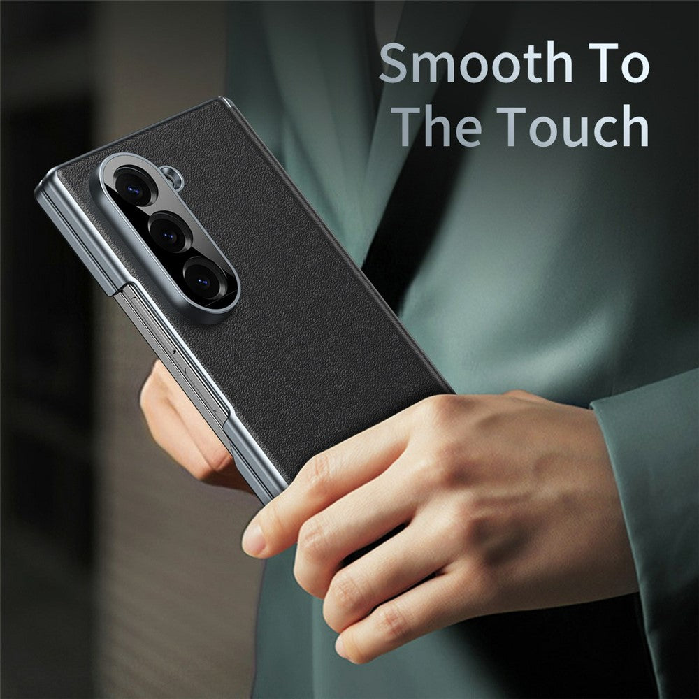 For Samsung Galaxy Z Fold6 5G Case Dual-Axis Hinge PU Leather Hard PC Folding Phone Cover