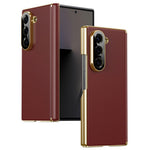 For Samsung Galaxy Z Fold6 5G Case Dual-Axis Hinge PU Leather Hard PC Folding Phone Cover