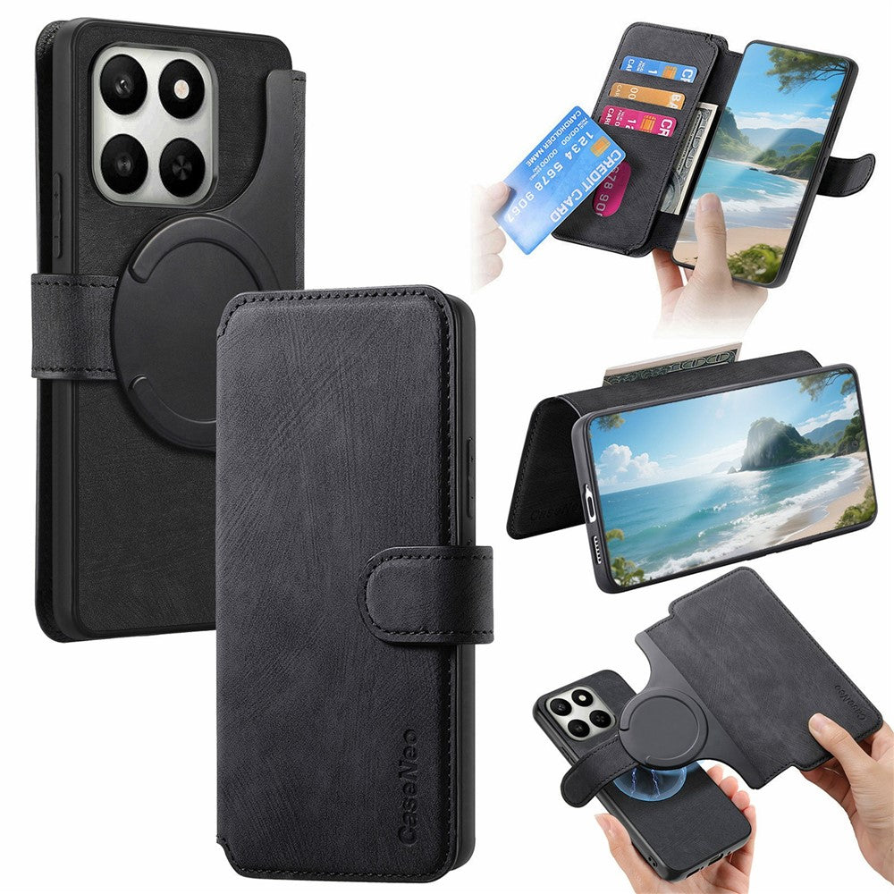 CASENEO MW-03 Detachable Wallet Case For Honor 400 Smart 5G  /  400 Smart 4G  /  X7d 4G  /  X7d 5G Leather + TPU Phone Cover